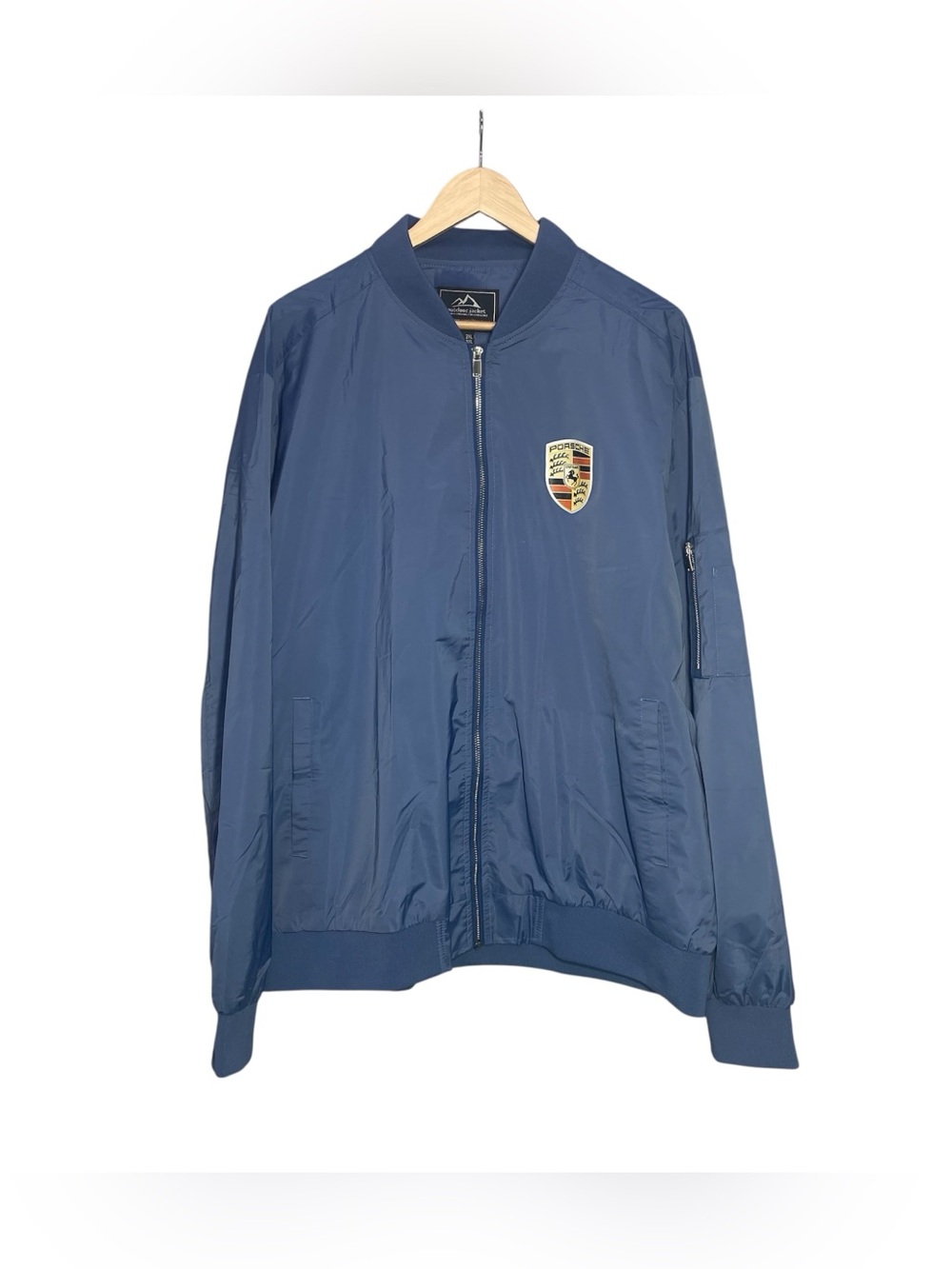 Outdoor Jacket Bomber Porsche Logo Mens XXL Blue Softshell Jacket Zip Front